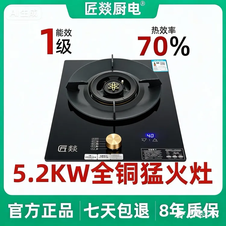 全铜炉头热效率70增压大火力台嵌两用家用双灶燃气灶台式