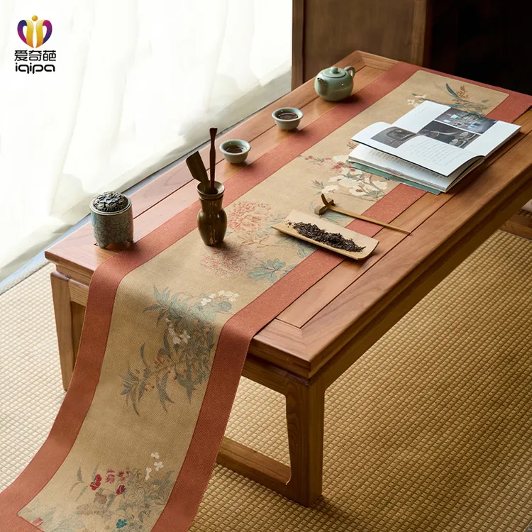 爱奇葩原创繁花锦簇桌旗中式禅意茶桌垫布茶席茶旗茶台桌布长条