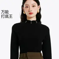 美娜舒丹-色袖-复古修身女士秋冬打底修身长袖-3076