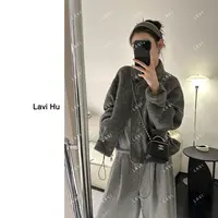 莫兰迪的天 小众时尚百搭抽绳羊毛外套LW5192