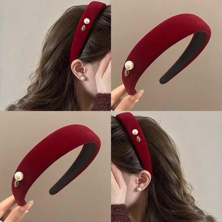 安可拉红色发箍女2025新款高颅顶丝绒头箍高级感圣诞发饰复古发卡