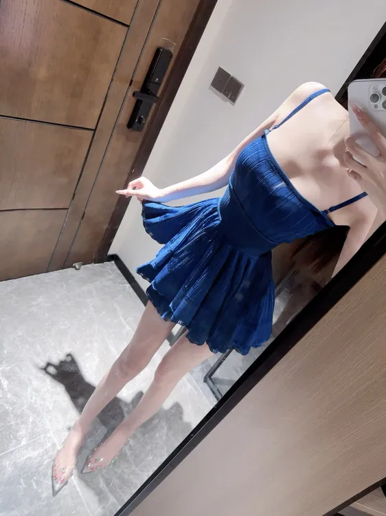 纯欲风辣妹性感重工针织吊带抹胸背心上衣高腰显瘦A字半身裙套装