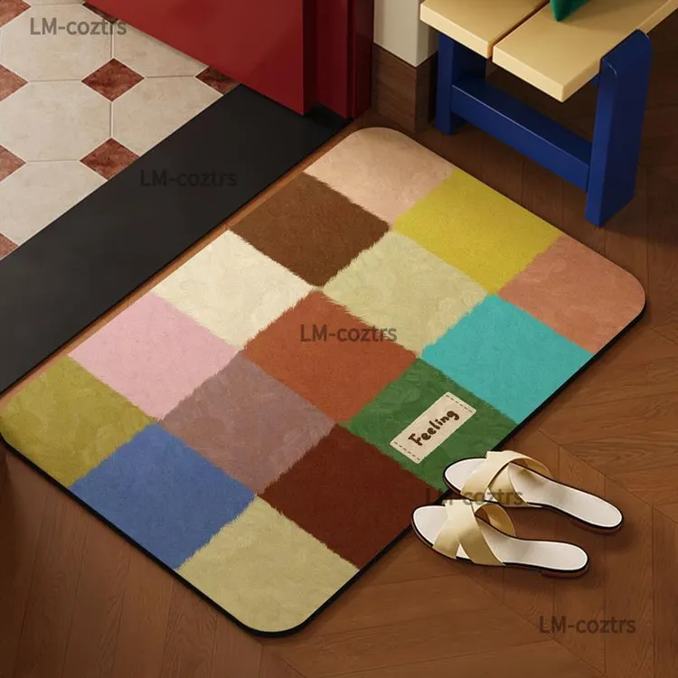 美式复古风浴室地垫硅藻泥吸水防滑速干垫卫生间厕所门口脚垫地毯