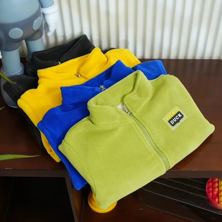 儿童奥粒绒加绒加厚外套男女童秋冬颗粒绒上衣中小童韩版拉链卫衣