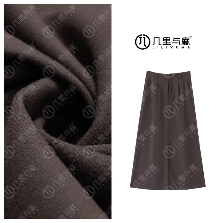（几里）筑尘硝-休闲通勤长款港式复古半裙 裙长90 1092397
