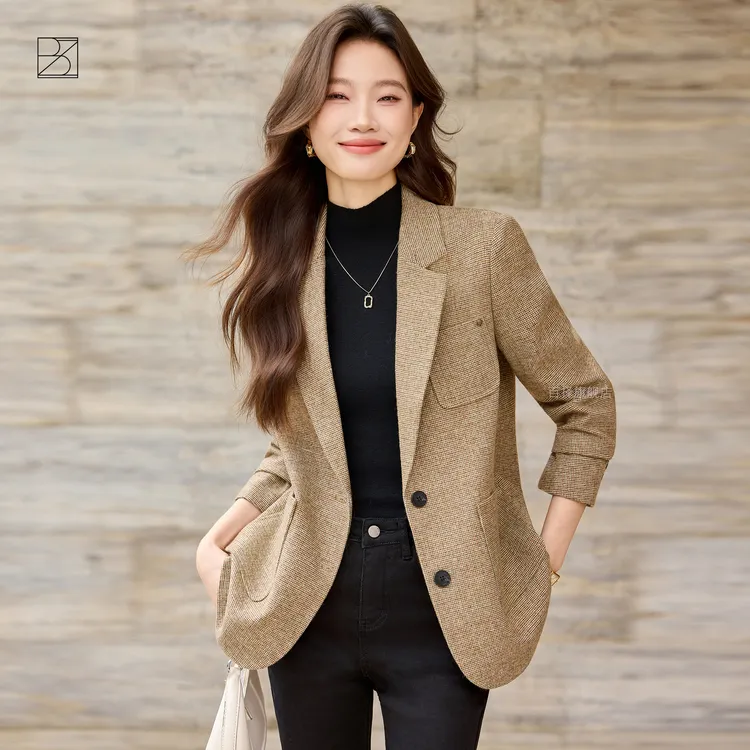 韩版羊毛西装外套女2025秋装新款时尚气质宽松高级感休闲呢子西服