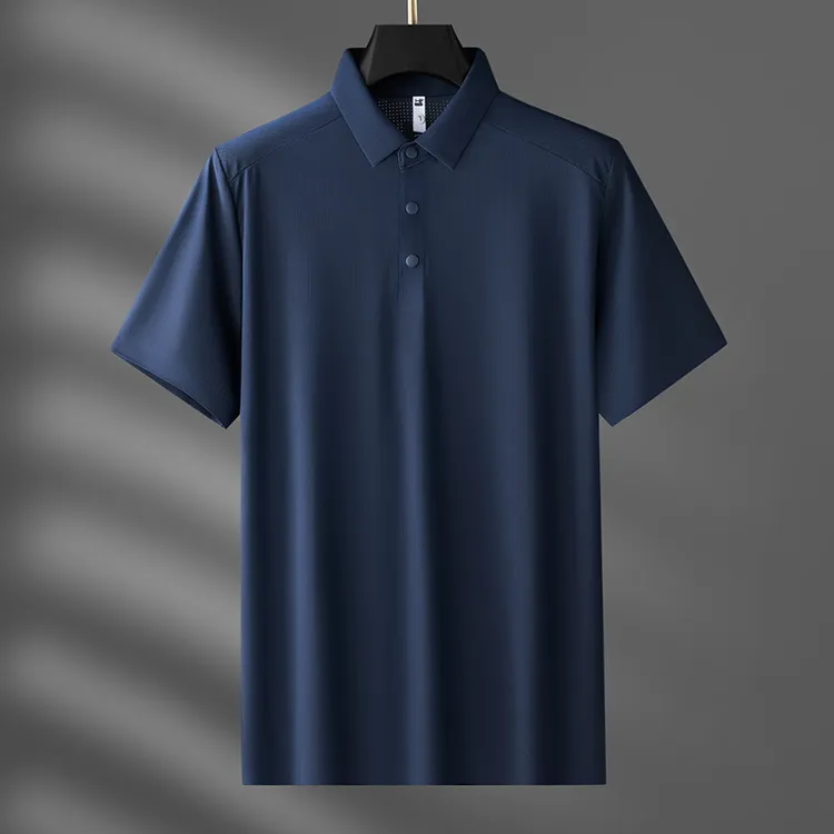 2025年纯色短袖冰丝无痕商务休闲半袖夏季速干运动翻领POLO衫