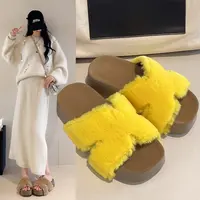 韩版少女风厚底增高5CM松糕跟修面防水台一字拖百搭软底2025新款