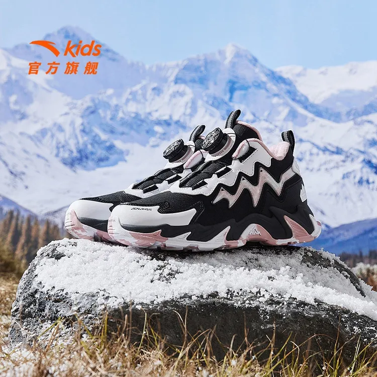 【山川2.0丨加绒】安踏儿童棉鞋皮面防水防滑运动鞋高帮加厚二棉鞋