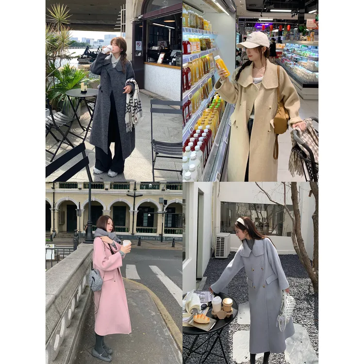 切糕自制【挚爱大衣】小个子女秋冬气质绵羊毛大衣羊驼毛双面呢外套