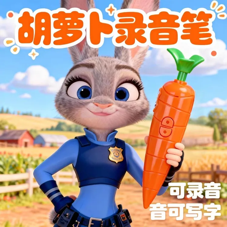 朱迪兔子警官疯狂动物城尼克红胡萝卜录音笔玩道具写字小学生正版