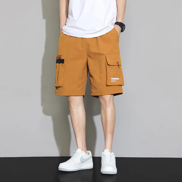 速干工装短裤男松紧腰休闲宽松潮流夏季2025新款薄款多口袋五分裤