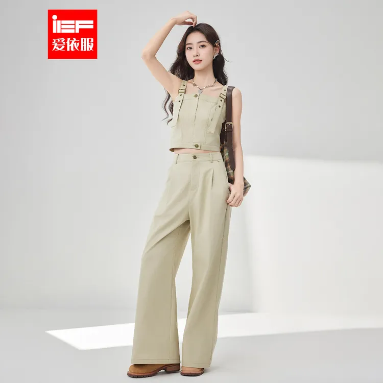 IEF/爱依服时尚套装2025夏季新款韩版休闲工装风设计感上下套裤