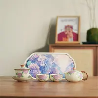 汝窑绣球花盖碗壶茶壶泡茶家用高档茶水壶泡茶碗器功夫茶具