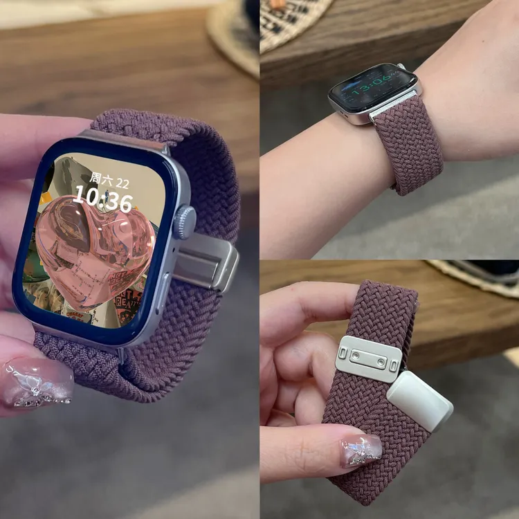 适用华为fit4/fit3弹力尼龙回环表带pro夏季透气编织磁吸替换带潮