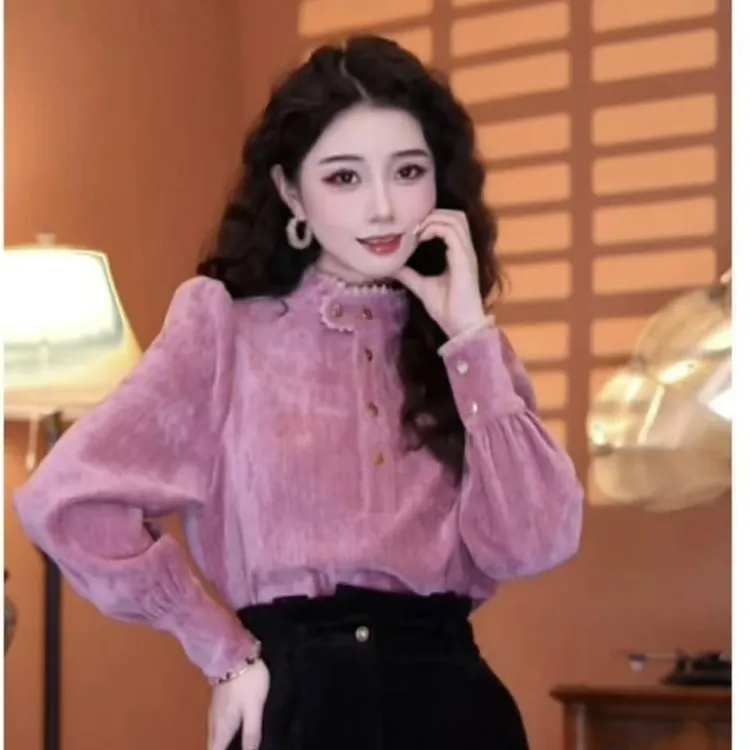 【523】秋冬新款立领常规百搭网红时尚上衣小众立领复古ins