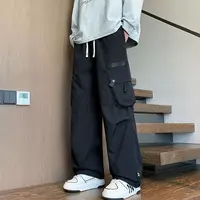 春秋新款男生美式潮流潮牌长裤子秋季宽松直筒工装宽束两穿休闲裤