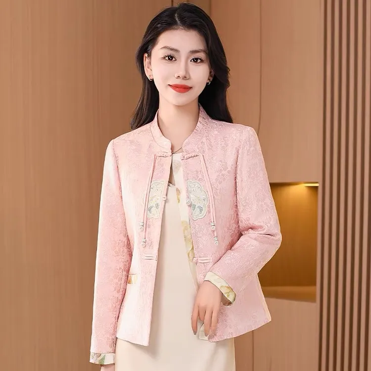 春秋新中式复古女装上衣2025新款女士洋气时尚短款修身国风外套女