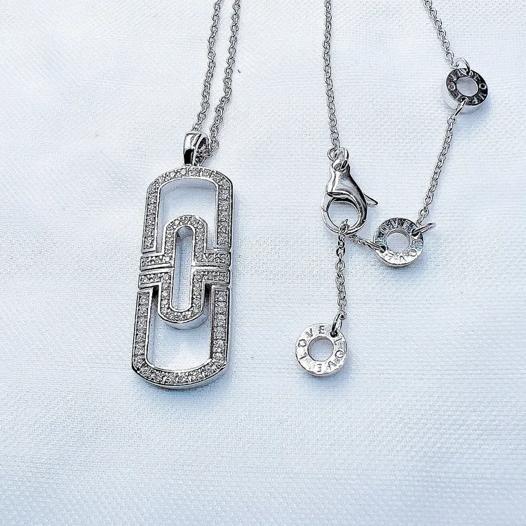 莫桑石铂金PT950莫桑石回形针套链   抖音基地质检发货