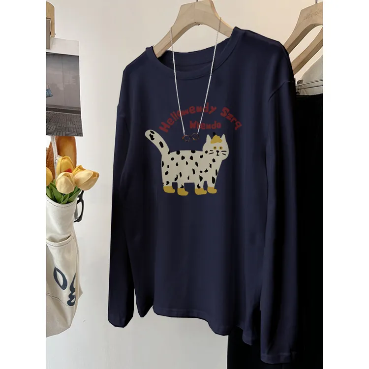 秋冬2025新款长袖t恤女打底衫内搭200斤胖mm大码遮肚子显瘦上衣服