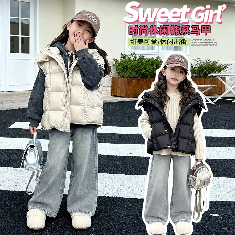 女童马甲2025新款儿童初中生冬季棉衣中大童女孩棉服坎肩三防面料