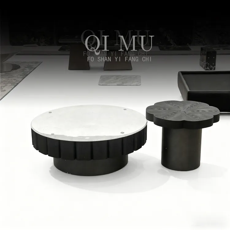 【花瓣茶几-奢石版】木质茶几极简大小圆家用落地悬浮客厅储物茶几