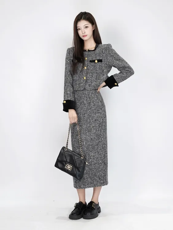 【NEW】秋冬设计感千金风保暖羽绒上下长套裙