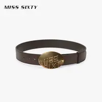 Miss Sixty2026春季新款真皮腰带女徽标金属圆扣皮带针孔百搭高级