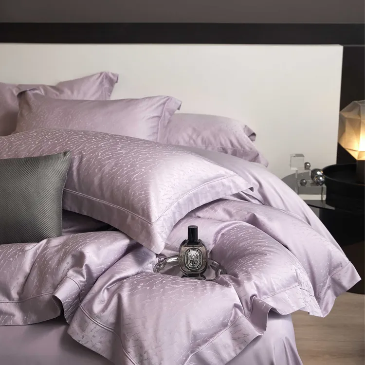 长绒棉纯棉贡缎提花手工立体四件套轻奢双面简约纯色欧式绣花丝滑