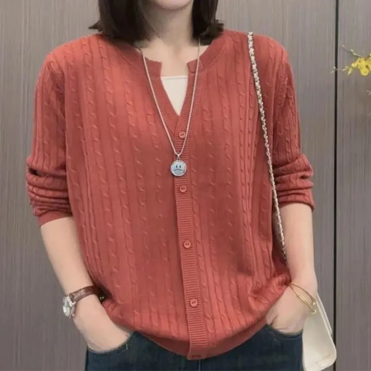 大码女遮肚子2026年春秋装毛针织衫新款上衣时尚洋气百搭纯色简约