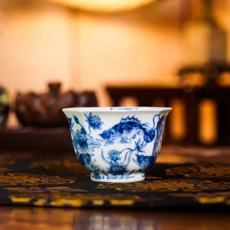 望月怀古 和为贵八方杯 陶瓷纯手工全手工WYHG137