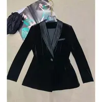 JING2025秋季新款6170轻奢宽松丝绒西装上衣设计师款女士百搭西服