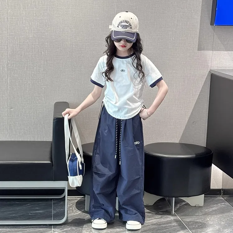 女童夏套装2025新款女大童潮酷穿搭工装裤儿童夏装洋气运动短袖潮