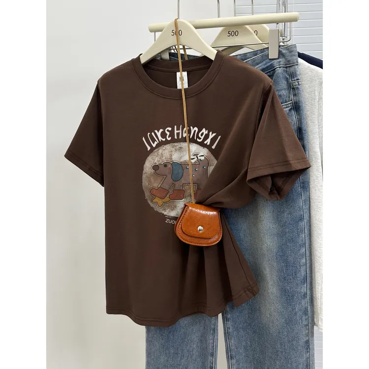 美式复古正肩短袖T恤女夏季200斤胖MM大码女装时髦洋气半袖上衣潮