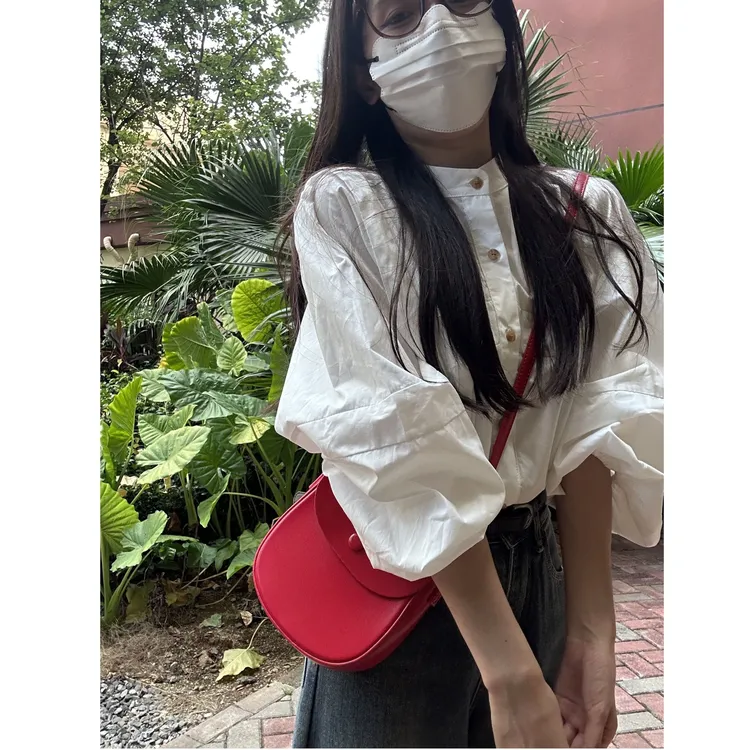 006法式复古小众设计感拼接上衣春秋季长袖百搭纯棉白衬衫上衣