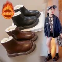 女童靴子2025秋冬新款儿童爆款马丁靴皮鞋女宝宝防滑鞋子加绒短靴