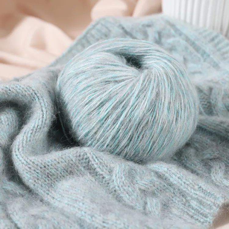 羊绒线桑蚕丝马海毛多彩段染绒毛手编真丝羊绒线手工亲肤保暖渐变
