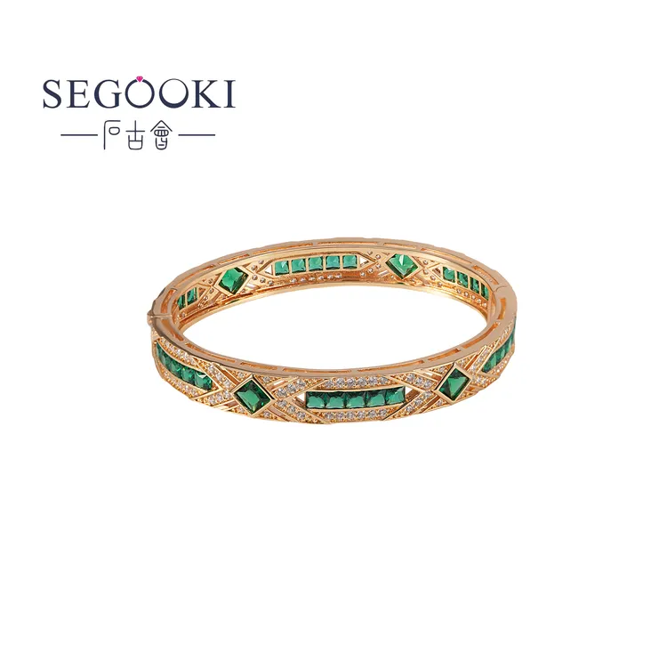 SEGOOKI【翠影流光】镀18K金镯-S058