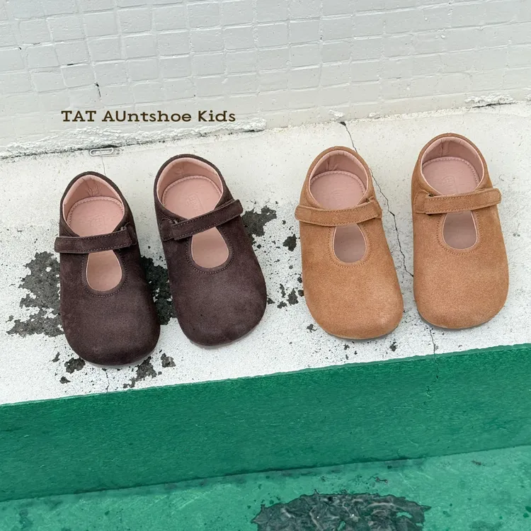 TAT 春秋森系奶奶拼接软底单鞋公主鞋韩版复古浅口豆豆鞋女童皮鞋