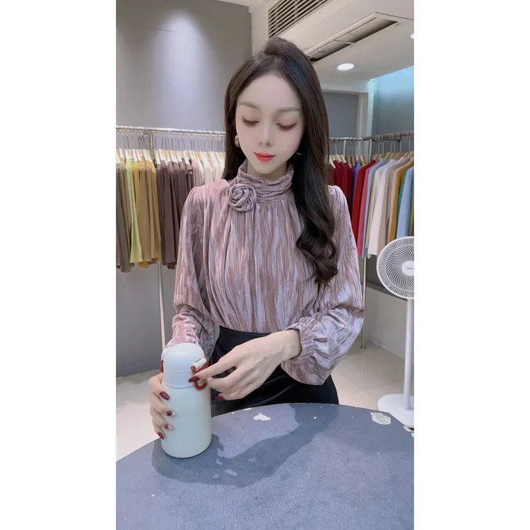 【干枯玫瑰】法式气质丝绒上衣女春秋高洋气别致漂亮时尚打底衫