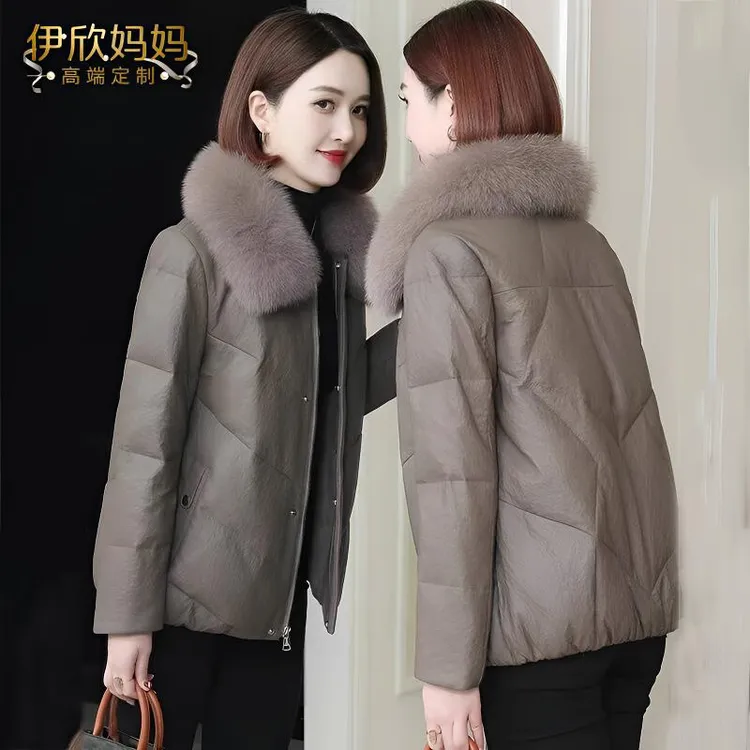 海宁皮衣羽绒棉服女款2025新款冬季加厚棉袄狐狸毛领大气保暖外套