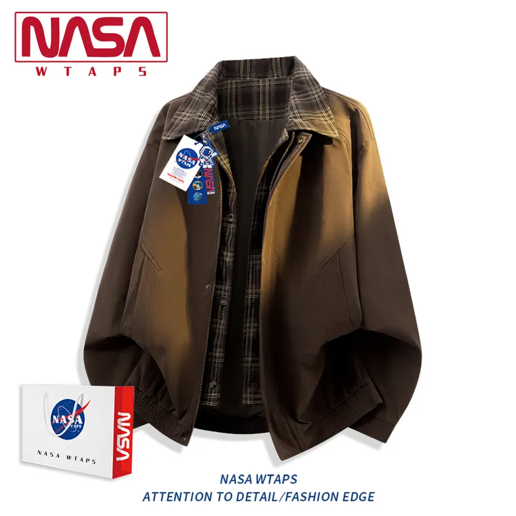 NASA WTAPS美拉德格纹拼接工装飞行夹克男秋季新款痞帅假两件外套