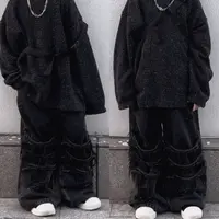 乐乐家儿童秋裤潮流重工水洗设计款破洞流苏补丁做旧直筒牛仔裤