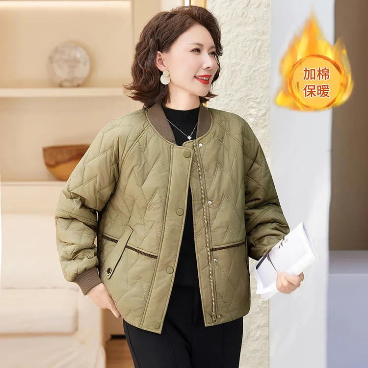 时尚妈妈装棉服外套拉链开衫宽松版保暖2025冬季新品中老年女装