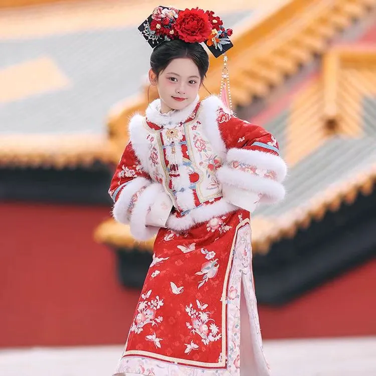 糖糖格格服女童秋冬儿童汉服拜年服冬季加厚格格装中国风冬装古装