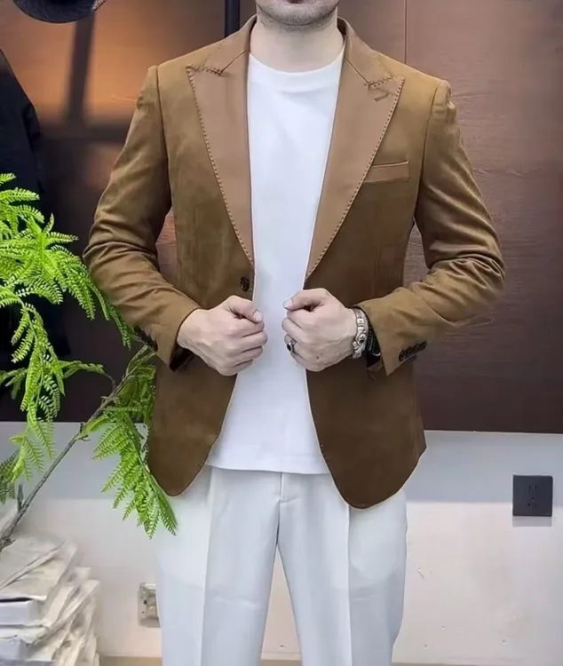 翻皮双排西装工艺西服秋季时尚上衣春夏印花新疆创始人X2503