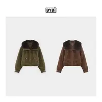 Barbie Siyu【暮色】2660冬季显瘦可拆毛毛短款派克三角标羽绒外套