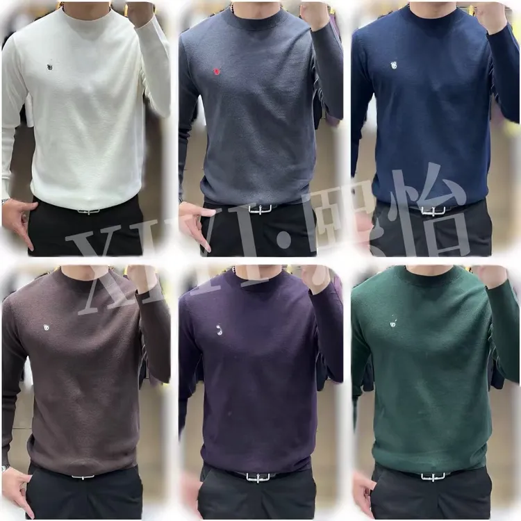 【XI.YI/熙怡】秋冬男士时尚纯色亲肤修身半高领长袖打底毛衣785185