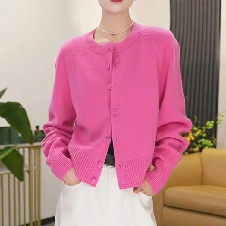 AMAS【专柜阿玛家】商场同款百搭圆领羊毛针织衫开衫外套女548033