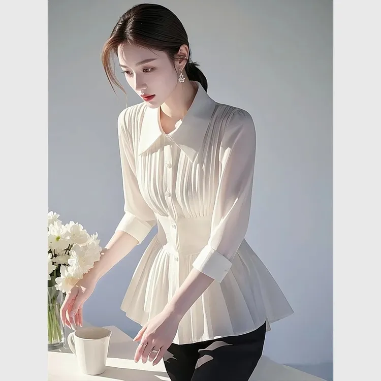 白色衬衫2025超火春装独特绝美高级感轻奢减龄洋气法式气质上衣女